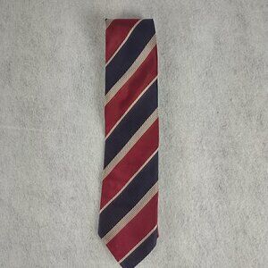 Paul Dione Men's Burgundy, Blue, Yellow, Striped 100% Silk Italian Made Necktie